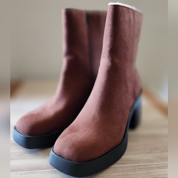 Sun + Stone Shoes - SUN STONE Women's TIANNA Mid-Calf Boots Russet 9.5 New In Box